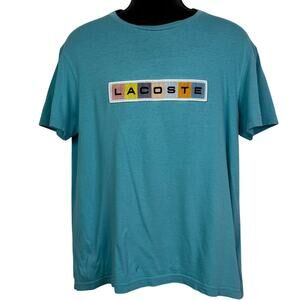 5 for $25| Lacoste Block Letter Blue Short Sleeve Mens Tee Size L